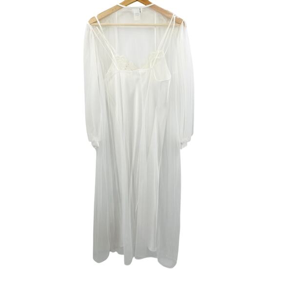 Vintage Cinema Girls White Mesh Satin Nightgown Set - Picture 6 of 6